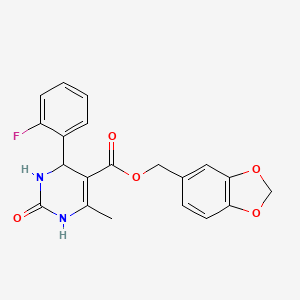 1,3-benzodioxol-5-ylmethyl 4-(2-fluorophenyl)-6-methyl-2-oxo-1,2,3,4-tetrahydro-5-pyrimidinecarboxylate