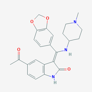 (3Z)-5-acetyl-3-[1,3-benzodioxol-5-yl-[(1-methylpiperidin-4-yl)amino]methylidene]-1H-indol-2-one