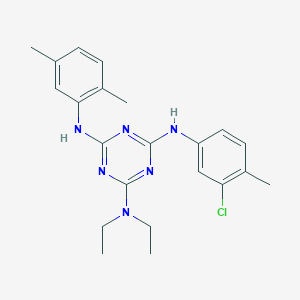 molecular formula C22H27ClN6 B5211467 N~4~-(3-chloro-4-methylphenyl)-N~6~-(2,5-dimethylphenyl)-N~2~,N~2~-diethyl-1,3,5-triazine-2,4,6-triamine 