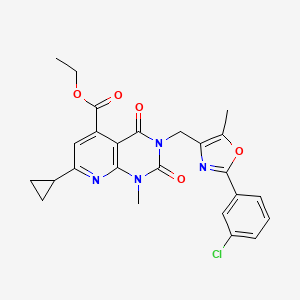 ethyl 3-{[2-(3-chlorophenyl)-5-methyl-1,3-oxazol-4-yl]methyl}-7-cyclopropyl-1-methyl-2,4-dioxo-1,2,3,4-tetrahydropyrido[2,3-d]pyrimidine-5-carboxylate