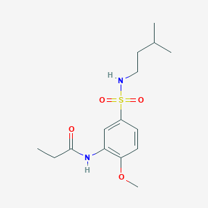 molecular formula C15H24N2O4S B5211555 N-(2-methoxy-5-{[(3-methylbutyl)amino]sulfonyl}phenyl)propanamide 
