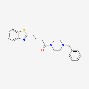 molecular formula C22H25N3OS B5211628 2-[4-(4-benzyl-1-piperazinyl)-4-oxobutyl]-1,3-benzothiazole 