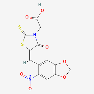 {5-[(6-nitro-1,3-benzodioxol-5-yl)methylene]-4-oxo-2-thioxo-1,3-thiazolidin-3-yl}acetic acid