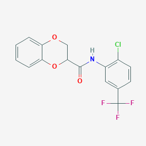 molecular formula C16H11ClF3NO3 B5211659 N-[2-chloro-5-(trifluoromethyl)phenyl]-2,3-dihydro-1,4-benzodioxine-2-carboxamide CAS No. 6110-68-5