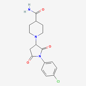molecular formula C16H18ClN3O3 B5211718 1-[1-(4-chlorophenyl)-2,5-dioxo-3-pyrrolidinyl]-4-piperidinecarboxamide 