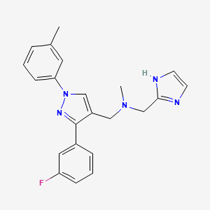 molecular formula C22H22FN5 B5211756 1-[3-(3-fluorophenyl)-1-(3-methylphenyl)-1H-pyrazol-4-yl]-N-(1H-imidazol-2-ylmethyl)-N-methylmethanamine 