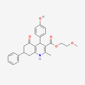 molecular formula C26H27NO5 B5211771 2-methoxyethyl 4-(4-hydroxyphenyl)-2-methyl-5-oxo-7-phenyl-1,4,5,6,7,8-hexahydro-3-quinolinecarboxylate 