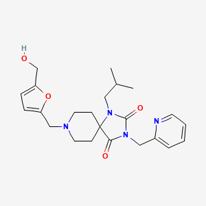 molecular formula C23H30N4O4 B5211832 8-{[5-(hydroxymethyl)-2-furyl]methyl}-1-isobutyl-3-(2-pyridinylmethyl)-1,3,8-triazaspiro[4.5]decane-2,4-dione 