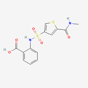 molecular formula C13H12N2O5S2 B5211833 2-[({5-[(methylamino)carbonyl]-3-thienyl}sulfonyl)amino]benzoic acid 