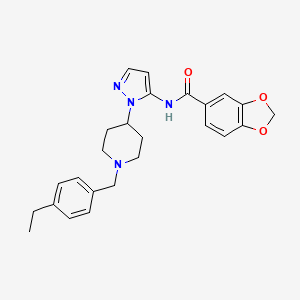 molecular formula C25H28N4O3 B5211879 N-{1-[1-(4-ethylbenzyl)-4-piperidinyl]-1H-pyrazol-5-yl}-1,3-benzodioxole-5-carboxamide 