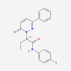 molecular formula C20H18FN3O2 B5211897 N-(4-fluorophenyl)-2-(6-oxo-3-phenyl-1(6H)-pyridazinyl)butanamide 