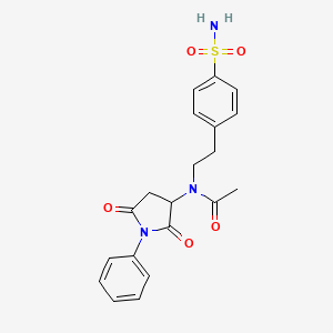 molecular formula C20H21N3O5S B5211936 N-{2-[4-(aminosulfonyl)phenyl]ethyl}-N-(2,5-dioxo-1-phenyl-3-pyrrolidinyl)acetamide 