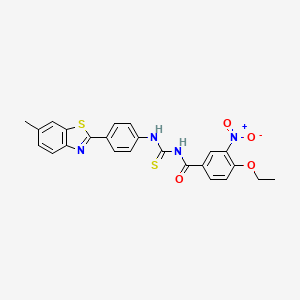 molecular formula C24H20N4O4S2 B5211961 4-ethoxy-N-({[4-(6-methyl-1,3-benzothiazol-2-yl)phenyl]amino}carbonothioyl)-3-nitrobenzamide 