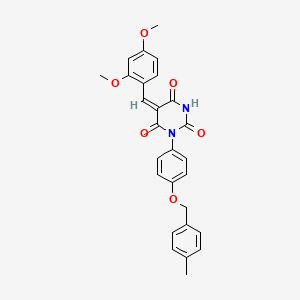 molecular formula C27H24N2O6 B5212119 5-(2,4-dimethoxybenzylidene)-1-{4-[(4-methylbenzyl)oxy]phenyl}-2,4,6(1H,3H,5H)-pyrimidinetrione 