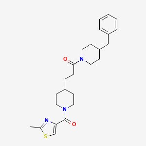 molecular formula C25H33N3O2S B5212128 4-benzyl-1-(3-{1-[(2-methyl-1,3-thiazol-4-yl)carbonyl]-4-piperidinyl}propanoyl)piperidine 