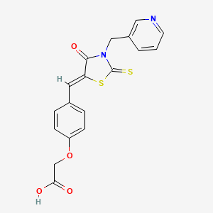 molecular formula C18H14N2O4S2 B5212146 (4-{[4-oxo-3-(3-pyridinylmethyl)-2-thioxo-1,3-thiazolidin-5-ylidene]methyl}phenoxy)acetic acid 