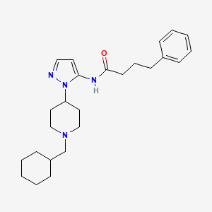 molecular formula C25H36N4O B5212216 N-{1-[1-(cyclohexylmethyl)-4-piperidinyl]-1H-pyrazol-5-yl}-4-phenylbutanamide 