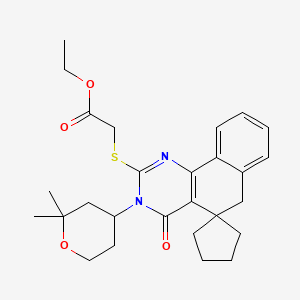molecular formula C27H34N2O4S B5212223 ethyl {[3-(2,2-dimethyltetrahydro-2H-pyran-4-yl)-4-oxo-4,6-dihydro-3H-spiro[benzo[h]quinazoline-5,1'-cyclopentan]-2-yl]thio}acetate 