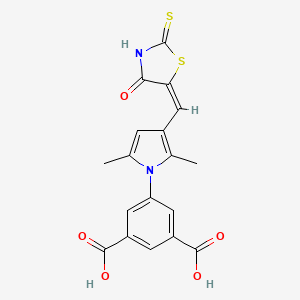 molecular formula C18H14N2O5S2 B5212256 5-{2,5-dimethyl-3-[(4-oxo-2-thioxo-1,3-thiazolidin-5-ylidene)methyl]-1H-pyrrol-1-yl}isophthalic acid 