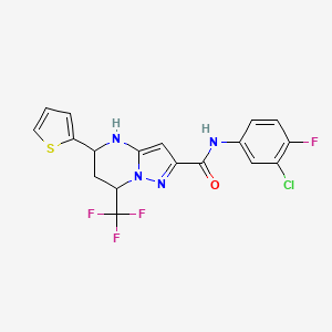 molecular formula C18H13ClF4N4OS B5212266 N-(3-chloro-4-fluorophenyl)-5-(2-thienyl)-7-(trifluoromethyl)-4,5,6,7-tetrahydropyrazolo[1,5-a]pyrimidine-2-carboxamide 