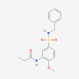 molecular formula C17H20N2O4S B5212311 N-{5-[(benzylamino)sulfonyl]-2-methoxyphenyl}propanamide 