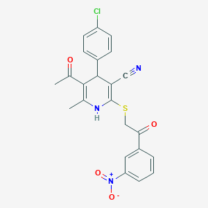5-acetyl-4-(4-chlorophenyl)-6-methyl-2-{[2-(3-nitrophenyl)-2-oxoethyl]thio}-1,4-dihydro-3-pyridinecarbonitrile