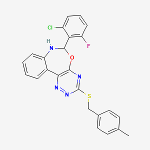 molecular formula C24H18ClFN4OS B5212332 6-(2-chloro-6-fluorophenyl)-3-[(4-methylbenzyl)thio]-6,7-dihydro[1,2,4]triazino[5,6-d][3,1]benzoxazepine 
