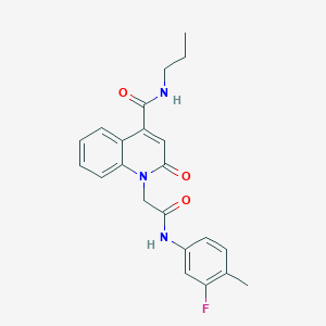 molecular formula C22H22FN3O3 B5212338 1-{2-[(3-fluoro-4-methylphenyl)amino]-2-oxoethyl}-2-oxo-N-propyl-1,2-dihydro-4-quinolinecarboxamide 