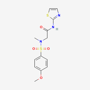 molecular formula C13H15N3O4S2 B5212350 N~2~-[(4-methoxyphenyl)sulfonyl]-N~2~-methyl-N~1~-1,3-thiazol-2-ylglycinamide 