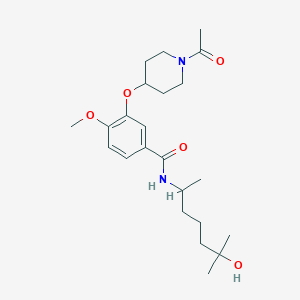 molecular formula C23H36N2O5 B5212379 3-[(1-acetyl-4-piperidinyl)oxy]-N-(5-hydroxy-1,5-dimethylhexyl)-4-methoxybenzamide 