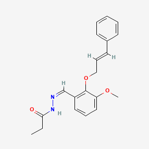 molecular formula C20H22N2O3 B5212425 N'-{3-methoxy-2-[(3-phenyl-2-propen-1-yl)oxy]benzylidene}propanohydrazide 