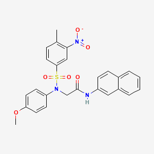 molecular formula C26H23N3O6S B5212437 N~2~-(4-methoxyphenyl)-N~2~-[(4-methyl-3-nitrophenyl)sulfonyl]-N~1~-2-naphthylglycinamide 