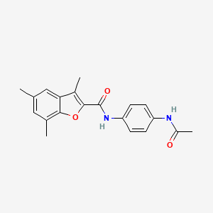 molecular formula C20H20N2O3 B5212529 N-[4-(acetylamino)phenyl]-3,5,7-trimethyl-1-benzofuran-2-carboxamide 