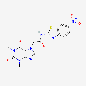 molecular formula C16H13N7O5S B5212544 2-(1,3-dimethyl-2,6-dioxo-1,2,3,6-tetrahydro-7H-purin-7-yl)-N-(6-nitro-1,3-benzothiazol-2-yl)acetamide 