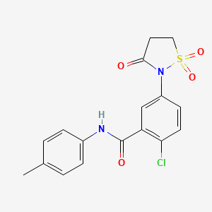 molecular formula C17H15ClN2O4S B5212621 2-chloro-5-(1,1-dioxido-3-oxo-2-isothiazolidinyl)-N-(4-methylphenyl)benzamide 
