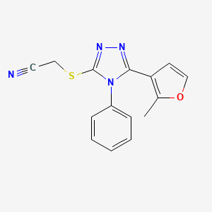 molecular formula C15H12N4OS B5212677 {[5-(2-methyl-3-furyl)-4-phenyl-4H-1,2,4-triazol-3-yl]thio}acetonitrile 