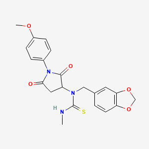 molecular formula C21H21N3O5S B5212715 N-(1,3-benzodioxol-5-ylmethyl)-N-[1-(4-methoxyphenyl)-2,5-dioxo-3-pyrrolidinyl]-N'-methylthiourea 