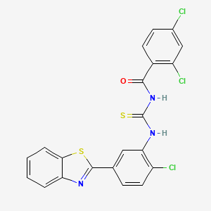 molecular formula C21H12Cl3N3OS2 B5212766 N-({[5-(1,3-benzothiazol-2-yl)-2-chlorophenyl]amino}carbonothioyl)-2,4-dichlorobenzamide 