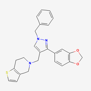 molecular formula C25H23N3O2S B5212782 5-{[3-(1,3-benzodioxol-5-yl)-1-benzyl-1H-pyrazol-4-yl]methyl}-4,5,6,7-tetrahydrothieno[3,2-c]pyridine 
