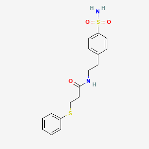 molecular formula C17H20N2O3S2 B5212795 N-{2-[4-(aminosulfonyl)phenyl]ethyl}-3-(phenylthio)propanamide 