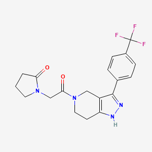 molecular formula C19H19F3N4O2 B5212825 1-(2-oxo-2-{3-[4-(trifluoromethyl)phenyl]-1,4,6,7-tetrahydro-5H-pyrazolo[4,3-c]pyridin-5-yl}ethyl)-2-pyrrolidinone 