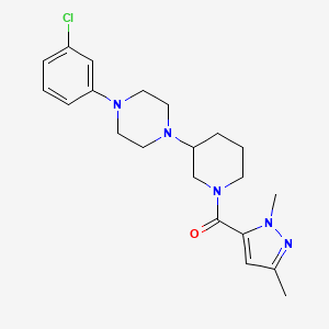 molecular formula C21H28ClN5O B5212852 1-(3-chlorophenyl)-4-{1-[(1,3-dimethyl-1H-pyrazol-5-yl)carbonyl]-3-piperidinyl}piperazine 