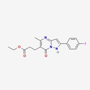 molecular formula C18H18IN3O3 B5212892 ethyl 3-[7-hydroxy-2-(4-iodophenyl)-5-methylpyrazolo[1,5-a]pyrimidin-6-yl]propanoate 