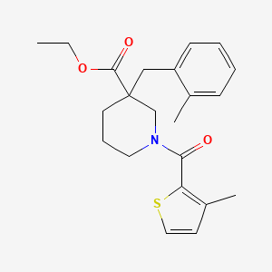 molecular formula C22H27NO3S B5212905 ethyl 3-(2-methylbenzyl)-1-[(3-methyl-2-thienyl)carbonyl]-3-piperidinecarboxylate 