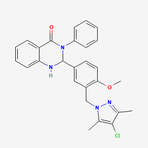 molecular formula C27H25ClN4O2 B5212912 2-{3-[(4-chloro-3,5-dimethyl-1H-pyrazol-1-yl)methyl]-4-methoxyphenyl}-3-phenyl-2,3-dihydro-4(1H)-quinazolinone 