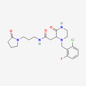 molecular formula C20H26ClFN4O3 B5212926 2-[1-(2-chloro-6-fluorobenzyl)-3-oxo-2-piperazinyl]-N-[3-(2-oxo-1-pyrrolidinyl)propyl]acetamide 