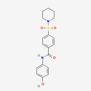molecular formula C18H20N2O4S B5212927 N-(4-hydroxyphenyl)-4-(1-piperidinylsulfonyl)benzamide 