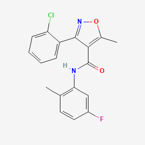 molecular formula C18H14ClFN2O2 B5213006 3-(2-chlorophenyl)-N-(5-fluoro-2-methylphenyl)-5-methyl-4-isoxazolecarboxamide 