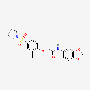 molecular formula C20H22N2O6S B5213026 N-1,3-benzodioxol-5-yl-2-[2-methyl-4-(1-pyrrolidinylsulfonyl)phenoxy]acetamide 