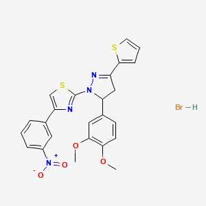 molecular formula C24H21BrN4O4S2 B5213041 2-[5-(3,4-dimethoxyphenyl)-3-(2-thienyl)-4,5-dihydro-1H-pyrazol-1-yl]-4-(3-nitrophenyl)-1,3-thiazole hydrobromide 